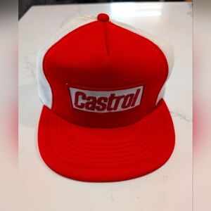 Vintage 90s Castrol Trucker Hat Red Snapback